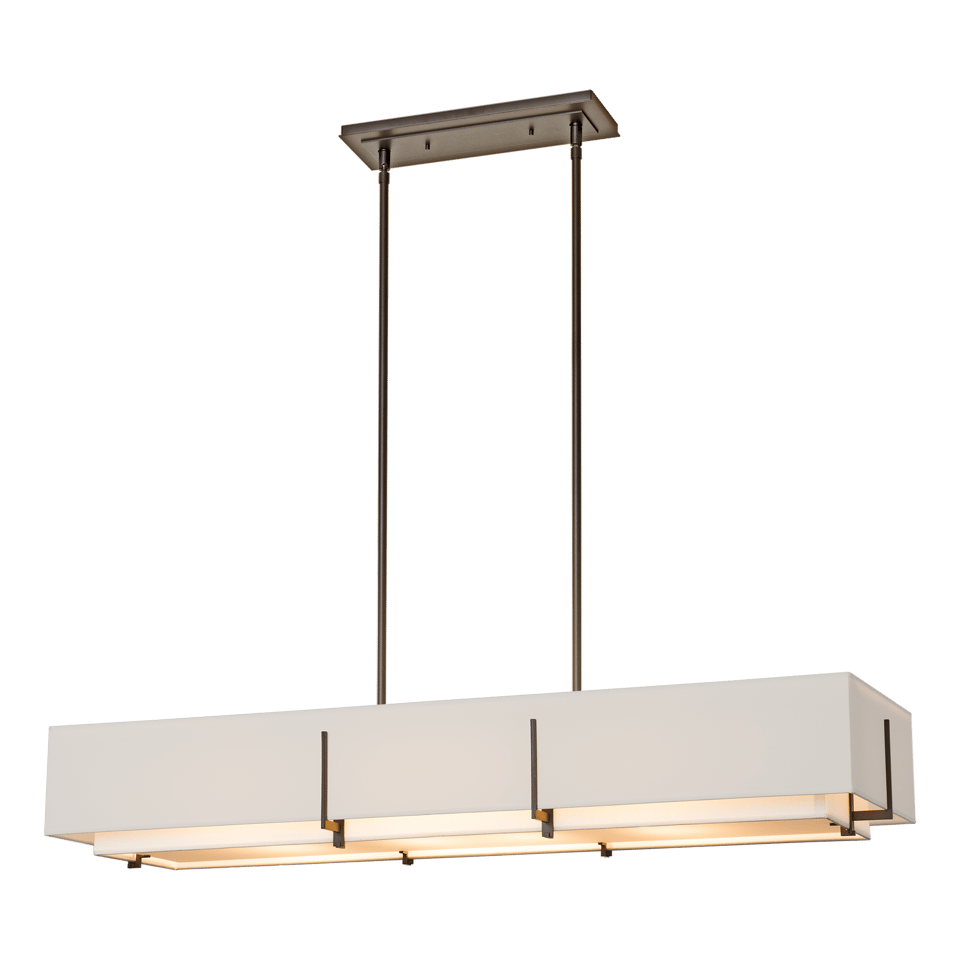 Exos Rectangular Pendant - Dark Smoke - Flax Shade by Hubbardton Forge