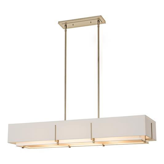 Exos Rectangular Pendant - Soft Gold - Flax Shade by Hubbardton Forge