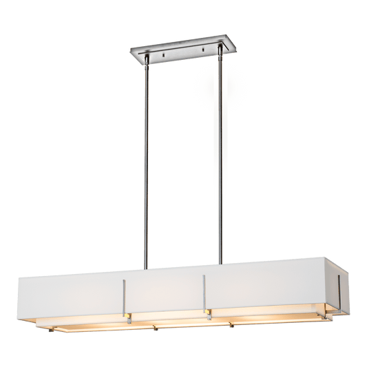 Exos Rectangular Pendant - Sterling - Natural Anna Shade by Hubbardton Forge