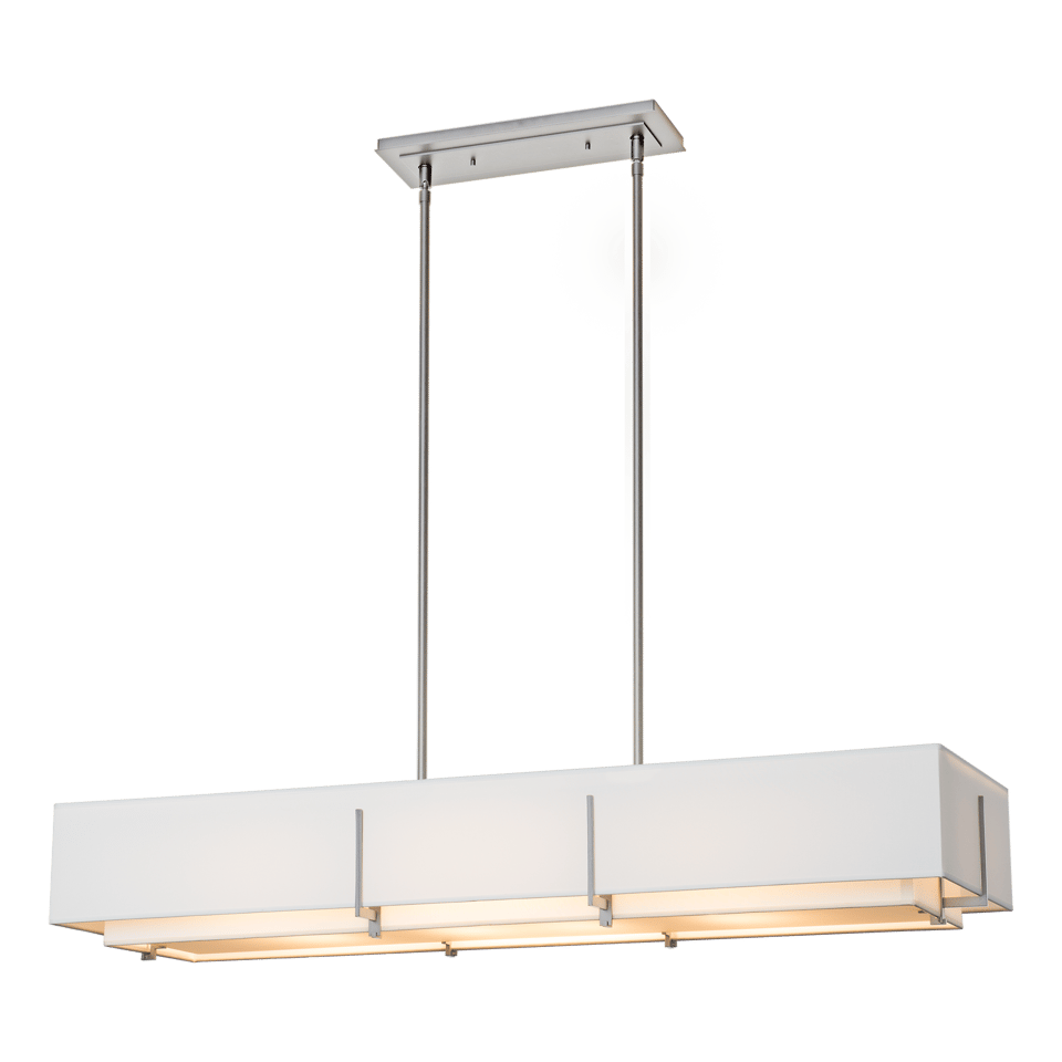 Exos Rectangular Pendant - Vintage Platinum - Natural Anna Shade by Hubbardton Forge