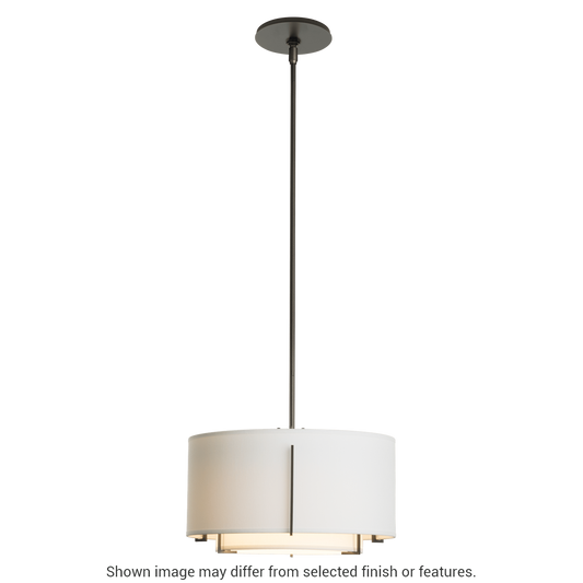 Exos Small Double Shade Pendant - White - Natural Anna Shade by Hubbardton Forge