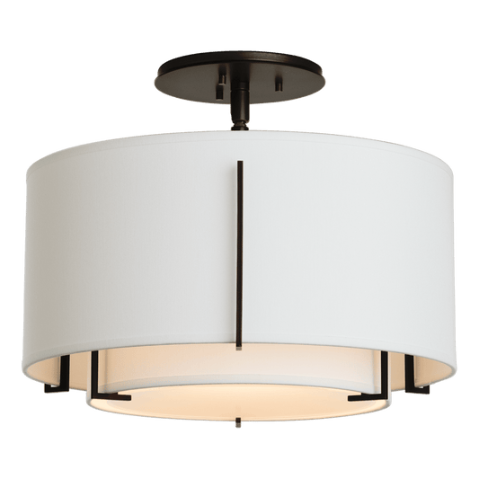 Exos Small Double Shade Semi-Flush - Black - Natural Anna Shade by Hubbardton Forge