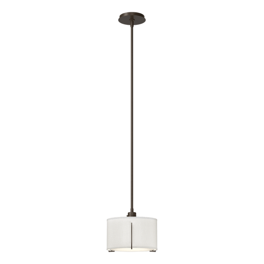Exos Small Single Shade Pendant - Bronze - Natural Anna Shade by Hubbardton Forge
