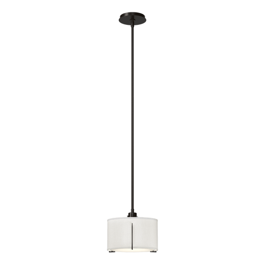 Exos Small Single Shade Pendant - Oil Rubbed Bronze - Natural Anna Shade by Hubbardton Forge