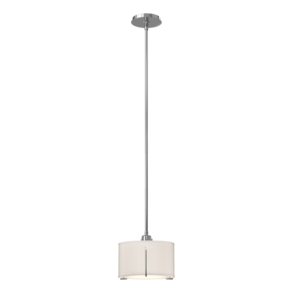 Exos Small Single Shade Pendant - Sterling - Flax Shade by Hubbardton Forge
