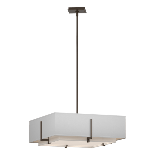 Exos Square Double Shade Pendant - Bronze - Natural Anna Shade by Hubbardton Forge