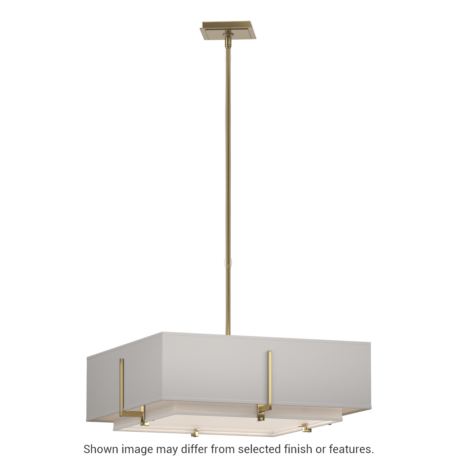 Exos Square Double Shade Pendant - Modern Brass - Flax Shade by Hubbardton Forge