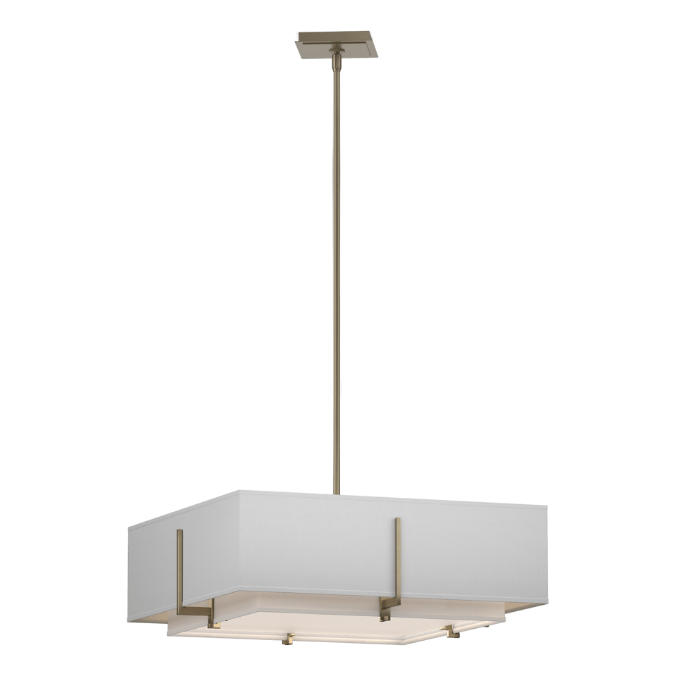 Exos Square Double Shade Pendant - Soft Gold - Natural Anna Shade by Hubbardton Forge