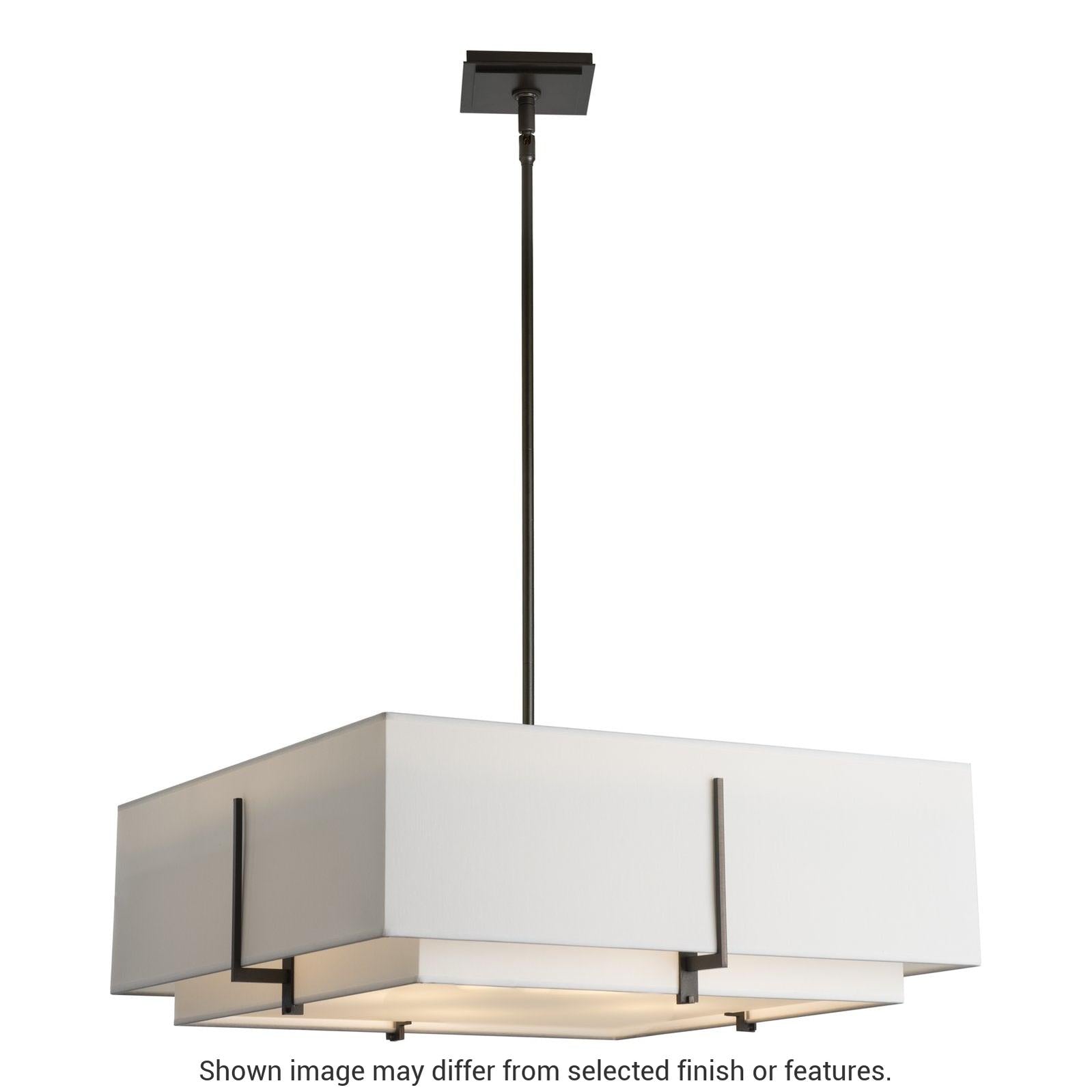 Exos Square Large Double Shade Pendant - White - Natural Anna Shade by Hubbardton Forge