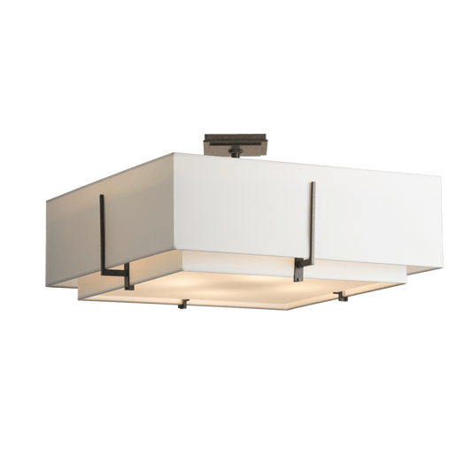 Exos Square Large Double Shade Semi-Flush - Natural Iron - Natural Anna Shade by Hubbardton Forge