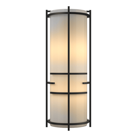 Extended Bars Sconce - Black - Ivory Art Glass by Hubbardton Forge