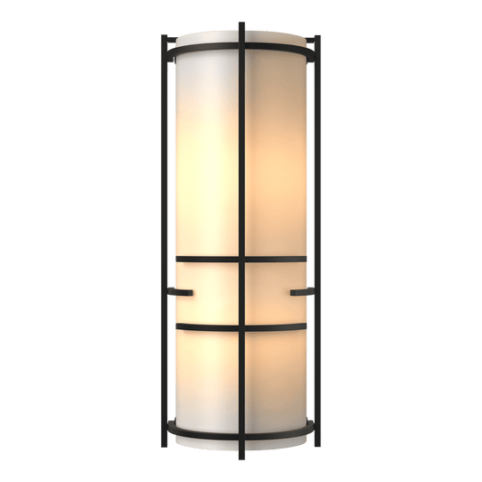 Extended Bars Sconce - Black - White Art Glass by Hubbardton Forge