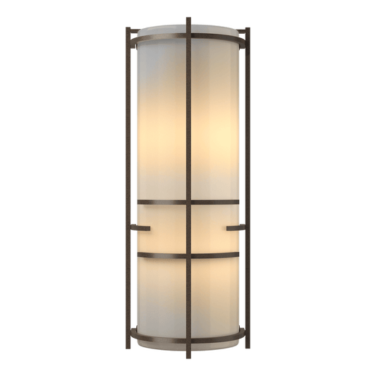 Extended Bars Sconce - Bronze - Ivory Art Glass by Hubbardton Forge