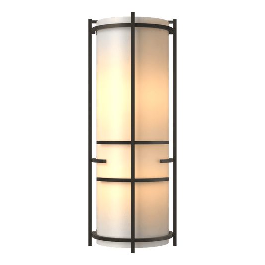 Extended Bars Sconce - Dark Smoke - White Art Glass by Hubbardton Forge