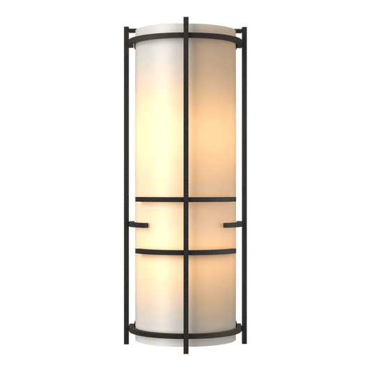Extended Bars Sconce - Natural Iron - White Art Glass by Hubbardton Forge