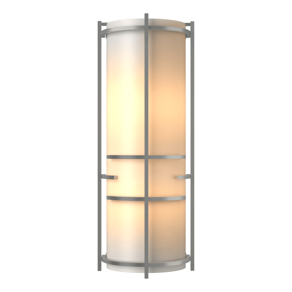 Extended Bars Sconce - Vintage Platinum - White Art Glass by Hubbardton Forge