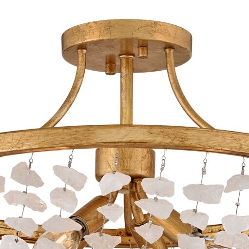 Myra Medium Semi-Flush Mount Light by Fredrick Ramond, Distressed Brass with Rock Crystal Accents