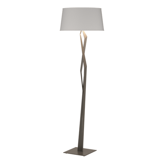 Facet Floor Lamp - Dark Smoke - Flax Shade by Hubbardton Forge
