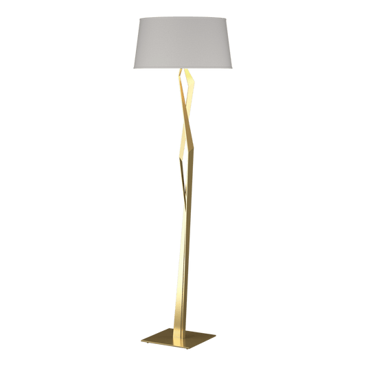 Facet Floor Lamp - Modern Brass - Flax Shade by Hubbardton Forge