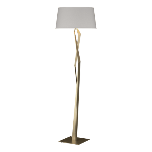 Facet Floor Lamp - Soft Gold - Flax Shade by Hubbardton Forge