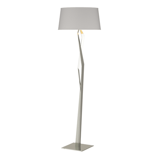 Facet Floor Lamp - Sterling - Flax Shade by Hubbardton Forge