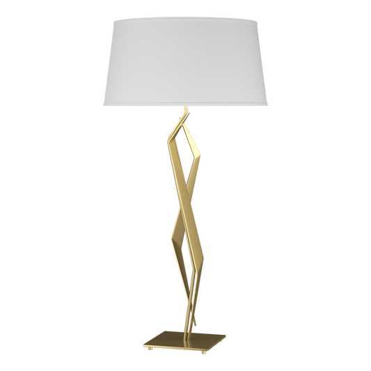 Facet Table Lamp - Modern Brass - Natural Anna Shade by Hubbardton Forge
