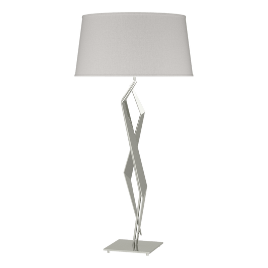 Facet Table Lamp - Sterling - Flax Shade by Hubbardton Forge