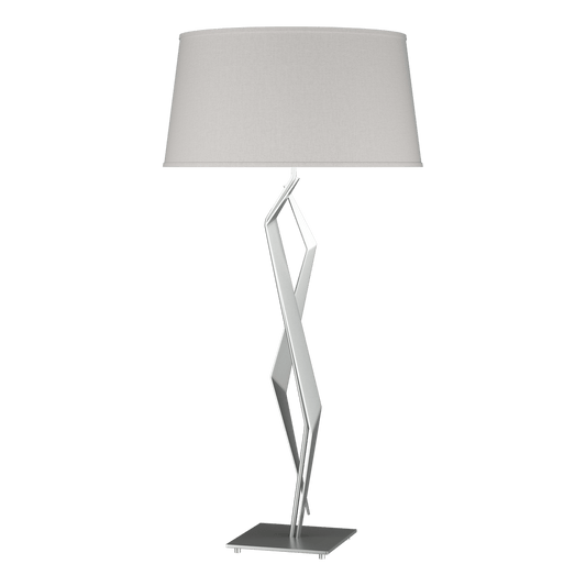Facet Table Lamp - Vintage Platinum - Flax Shade by Hubbardton Forge
