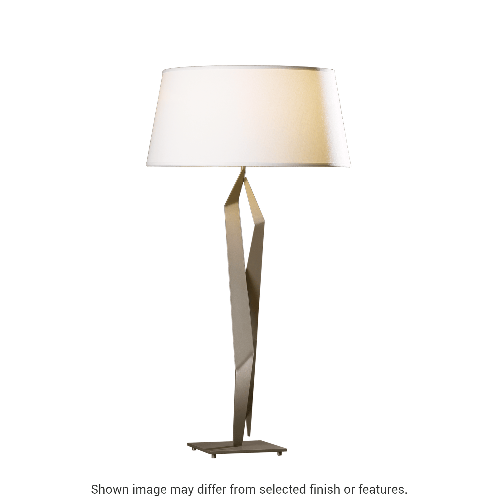 Facet Table Lamp - White - Natural Anna Shade by Hubbardton Forge