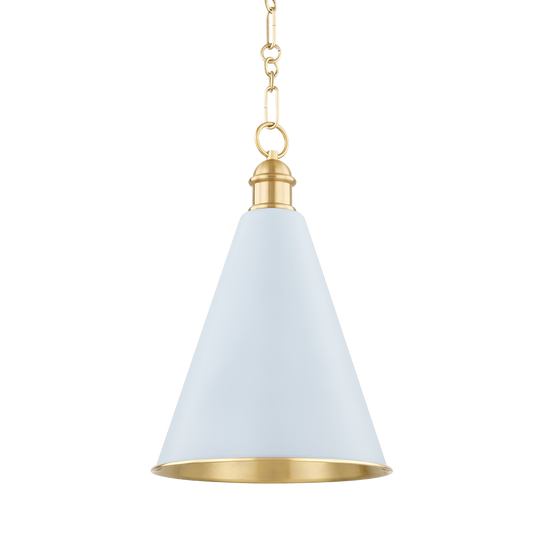 Fenimore Pendant - 1-Light - Aged Brass/Soft Arctic Blue - Mitzi H761701A-AGB/SAO