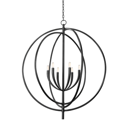 Fillea Chandelier - 6-Light - Black Iron - Troy Lighting F8840-BI