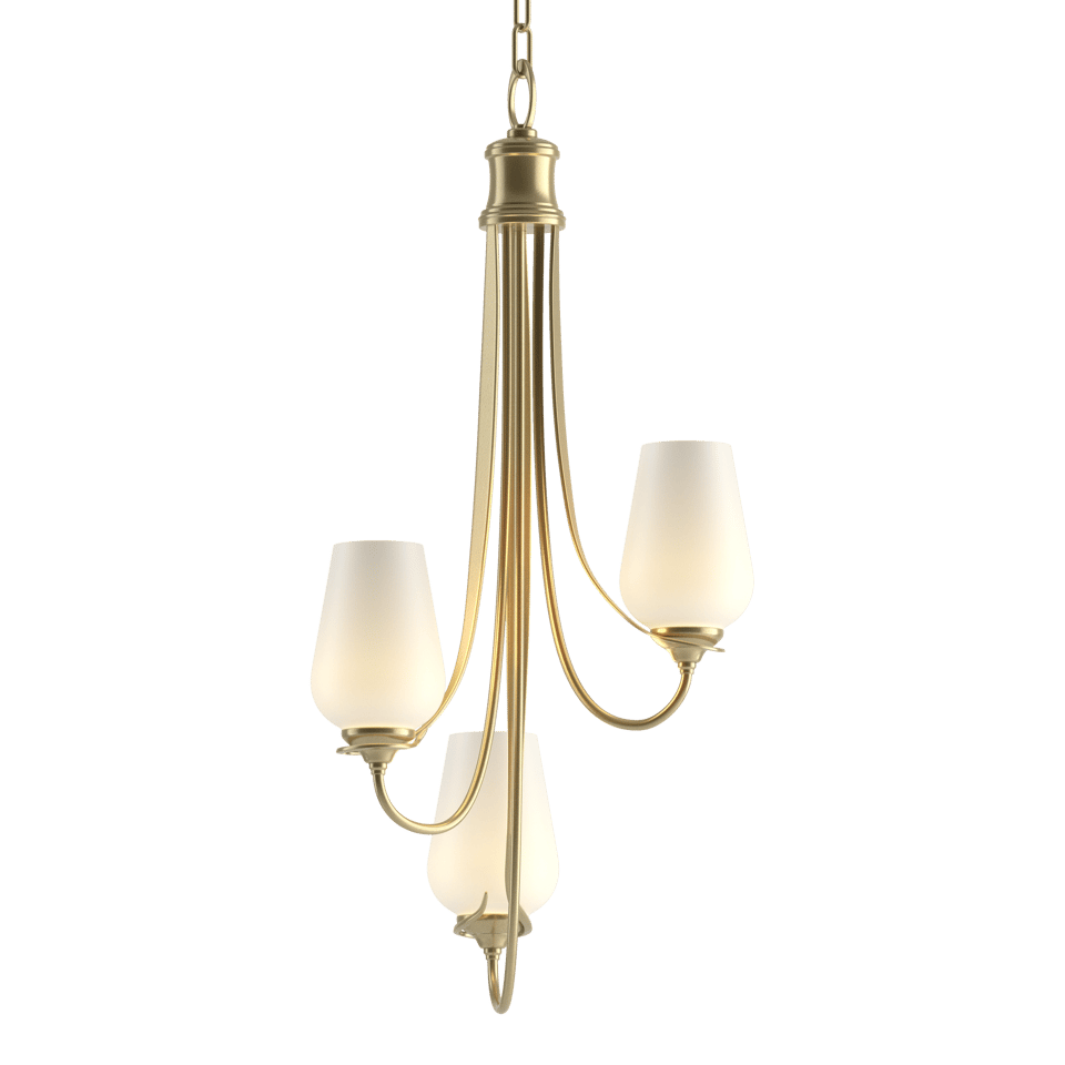 Flora 3-Arm Chandelier - Modern Brass - Opal Glass by Hubbardton Forge