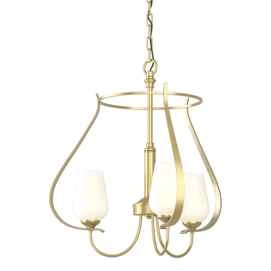 Flora 3-Arm Chandelier - Modern Brass - Opal Glass by Hubbardton Forge