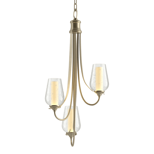 Flora 3-Arm Chandelier - Soft Gold - Opal and Seeded Glass by Hubbardton Forge