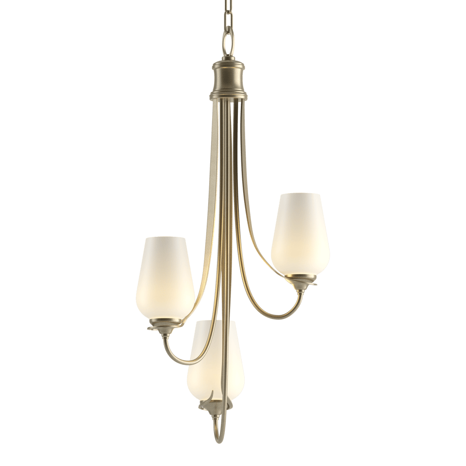 Flora 3-Arm Chandelier - Soft Gold - Opal Glass by Hubbardton Forge