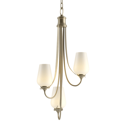 Flora 3-Arm Chandelier - Soft Gold - Opal Glass by Hubbardton Forge