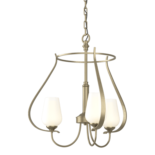 Flora 3-Arm Chandelier - Soft Gold - Opal Glass by Hubbardton Forge