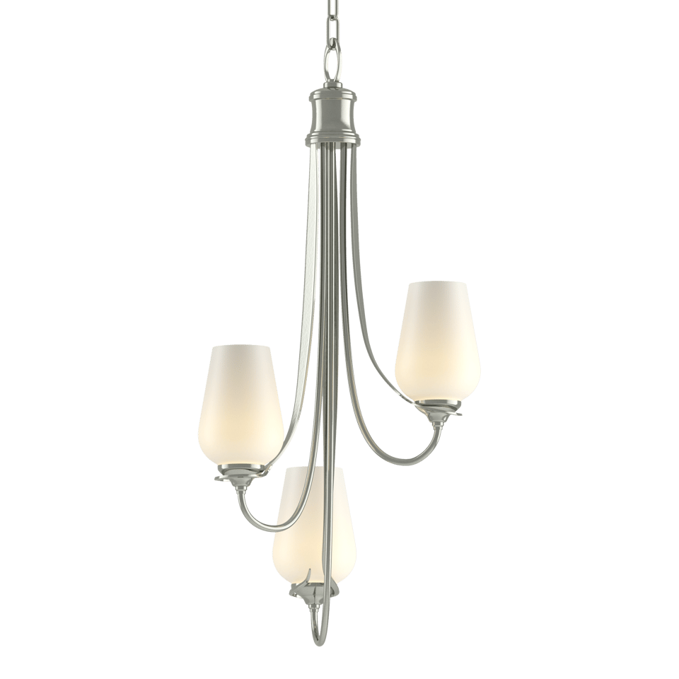 Flora 3-Arm Chandelier - Sterling - Opal Glass by Hubbardton Forge