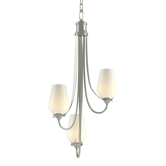 Flora 3-Arm Chandelier - Sterling - Opal Glass by Hubbardton Forge
