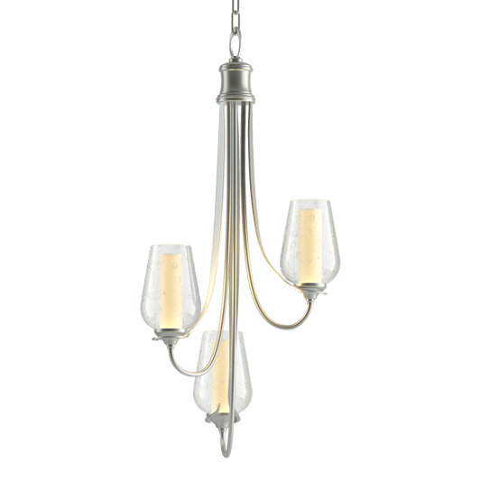 Flora 3-Arm Chandelier - Vintage Platinum - Opal and Seeded Glass by Hubbardton Forge