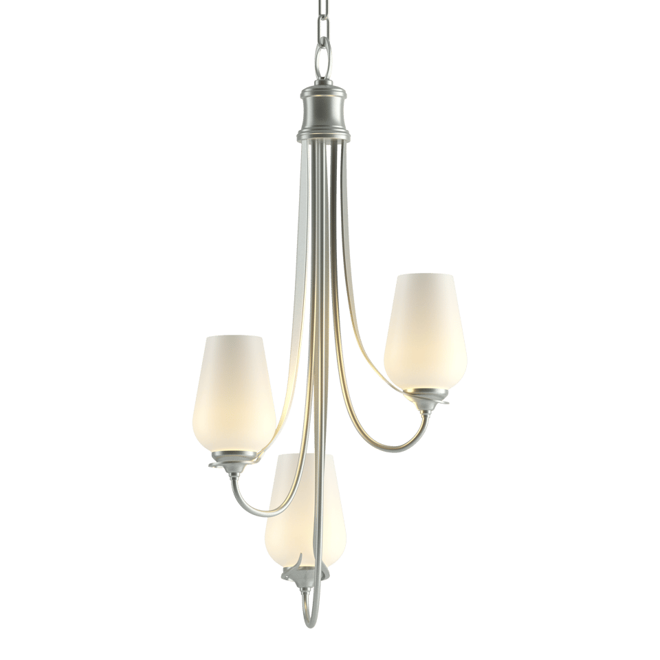 Flora 3-Arm Chandelier - Vintage Platinum - Opal Glass by Hubbardton Forge