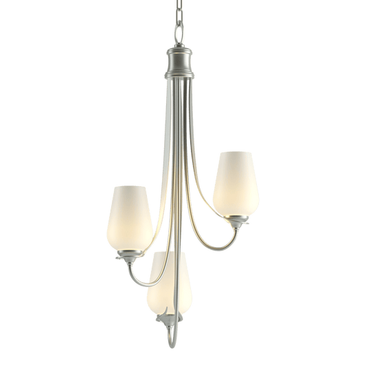 Flora 3-Arm Chandelier - Vintage Platinum - Opal Glass by Hubbardton Forge