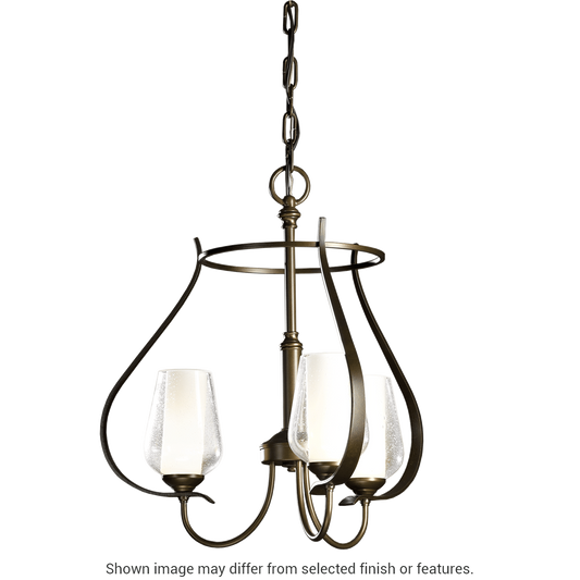 Flora 3-Arm Chandelier - White - Opal and Seeded Glass by Hubbardton Forge