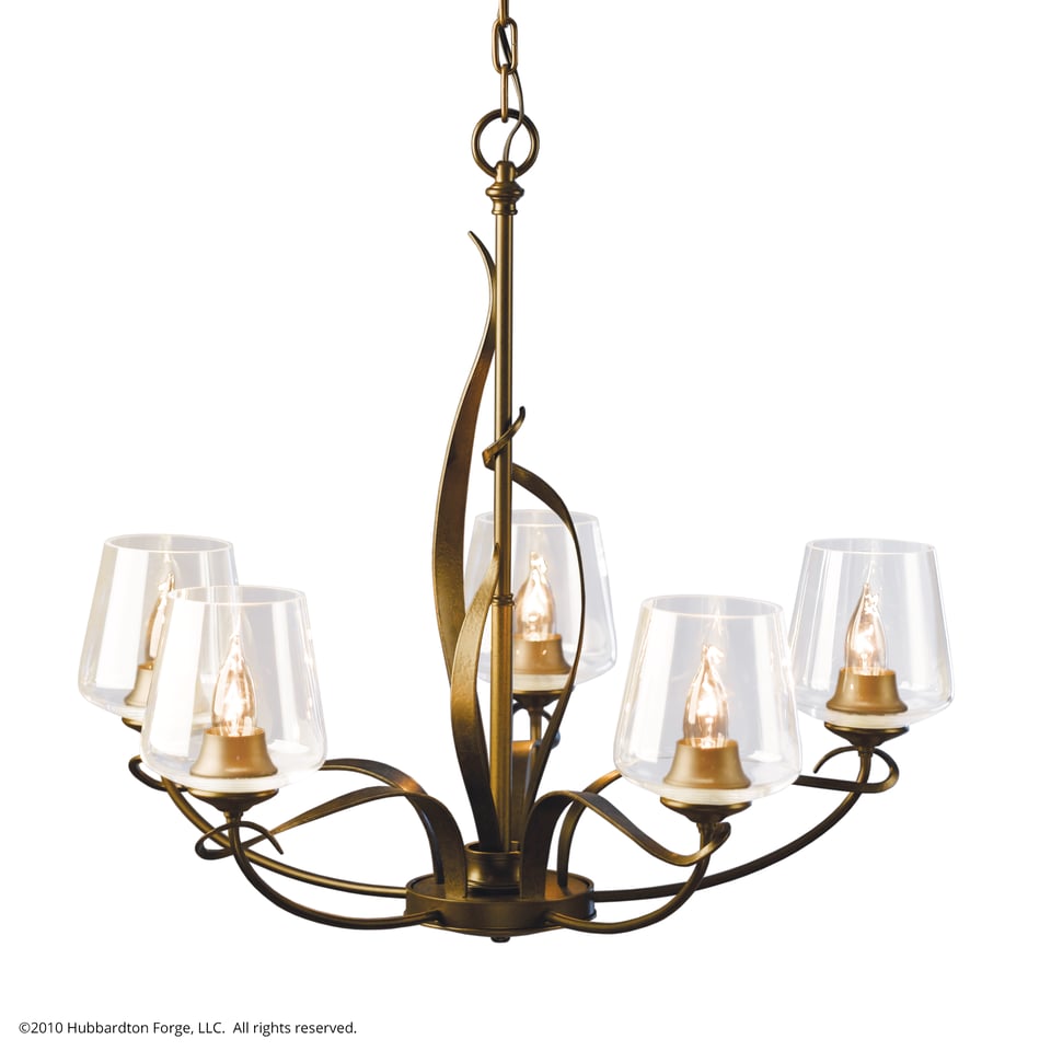Flora 5-Arm Chandelier - Bronze - Clear Glass by Hubbardton Forge