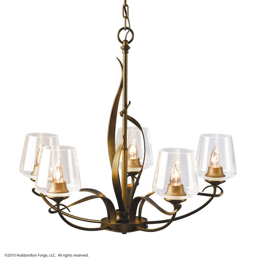 Flora 5-Arm Chandelier - Bronze - Clear Glass by Hubbardton Forge