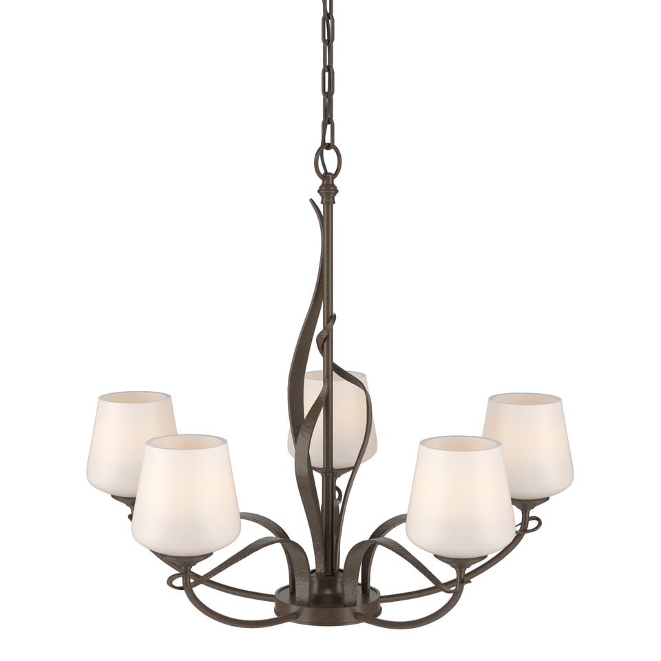 Flora 5-Arm Chandelier - Bronze - Opal Glass by Hubbardton Forge