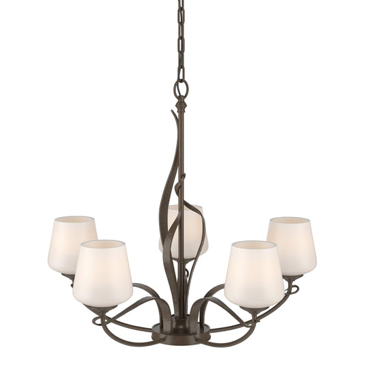 Flora 5-Arm Chandelier - Bronze - Opal Glass by Hubbardton Forge