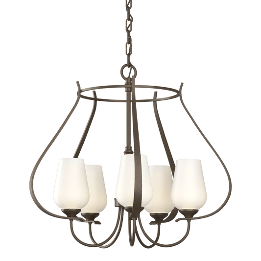 Flora 5-Arm Chandelier - Bronze - Opal Glass by Hubbardton Forge