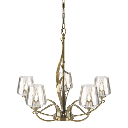 Flora 5-Arm Chandelier - Modern Brass - Clear Glass by Hubbardton Forge