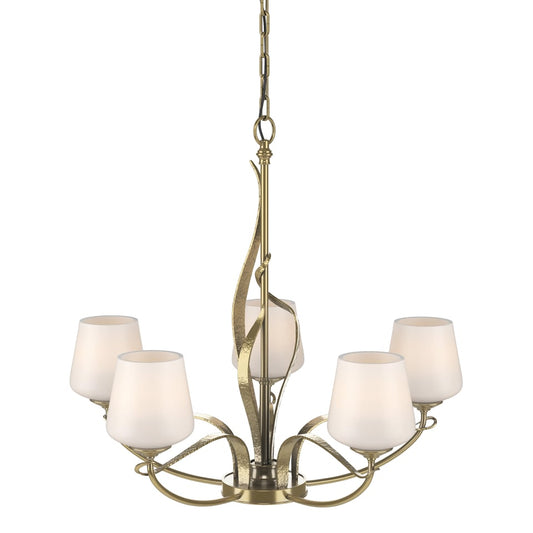 Flora 5-Arm Chandelier - Modern Brass - Opal Glass by Hubbardton Forge